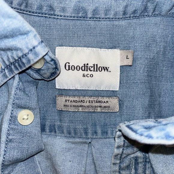 Men’s L denim short sleeve shirt Large could be women’s or unisex light blue - Picture 5 of 7